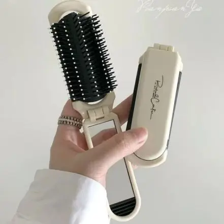 Home Gym Compact - Portable Folding Hair Brush with Mirror