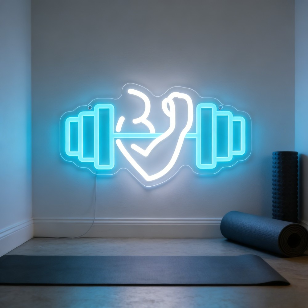 Bicep Dumbbell Neon Sign LED W – Home Gym Quotes Bewertung und Preis