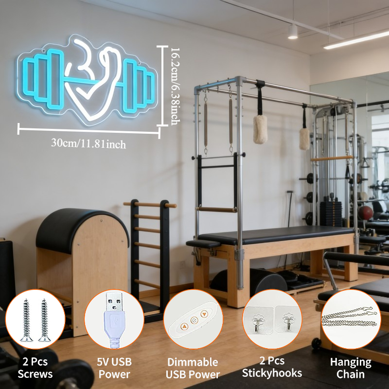 Bicep Dumbbell Neon Sign LED W – Home Gym Quotes Bewertung und Preis